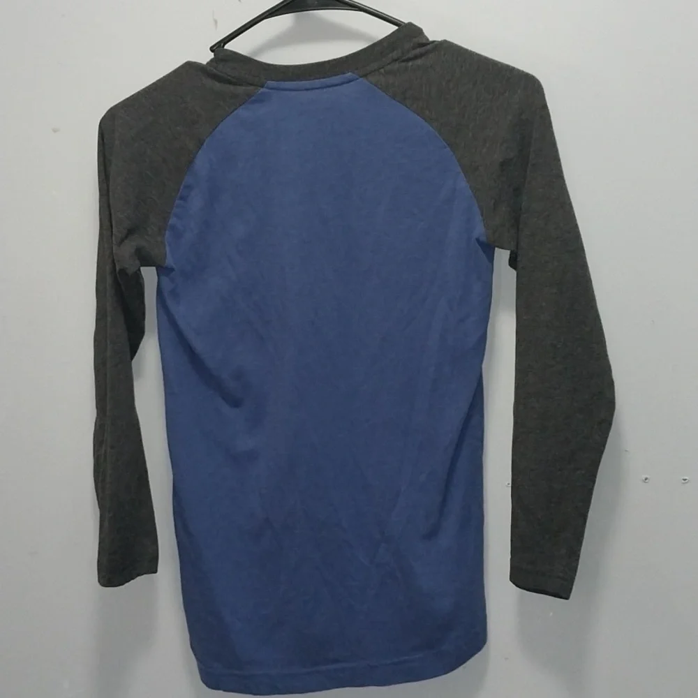 Hurley Kids Blue and Gray Long Sleeve Tee Medium